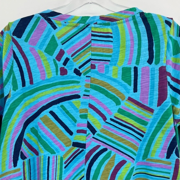 Fresh Produce Blue Multicolor Geometrical Print Cotton Knit Dress w/Pockets - Picture 7 of 10